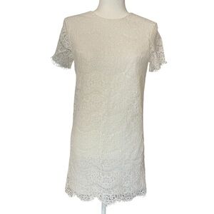 Lulus Take Me To Brunch White Lace Shift Dress XS